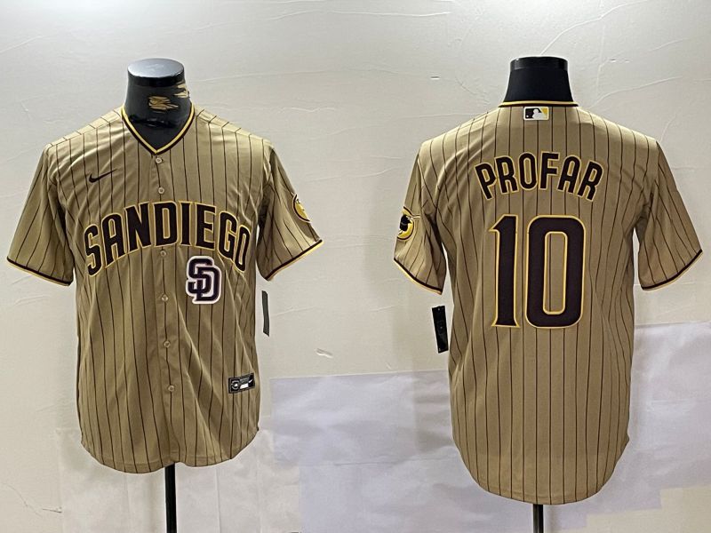 Men San Diego Padres #10 Profar Browm Stripe Game 2024 Nike MLB Jersey style 10081